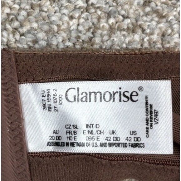 Glamorise Bra Magic lift Full Figure Lace Support Brown Size 42DD 1000 - Picture 3 of 4